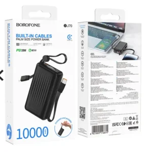 Borofone Power Bank 10000mAh BJ70 Source - Type C - PD 20W with Type C and Lightning cables black