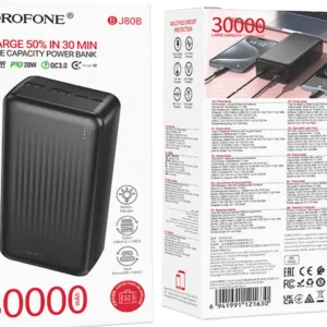 Powerbank Borofone  30000mAh BJ80B Clever - 2xUSB + Typ C - QC 3.0 22,5W PD 20W